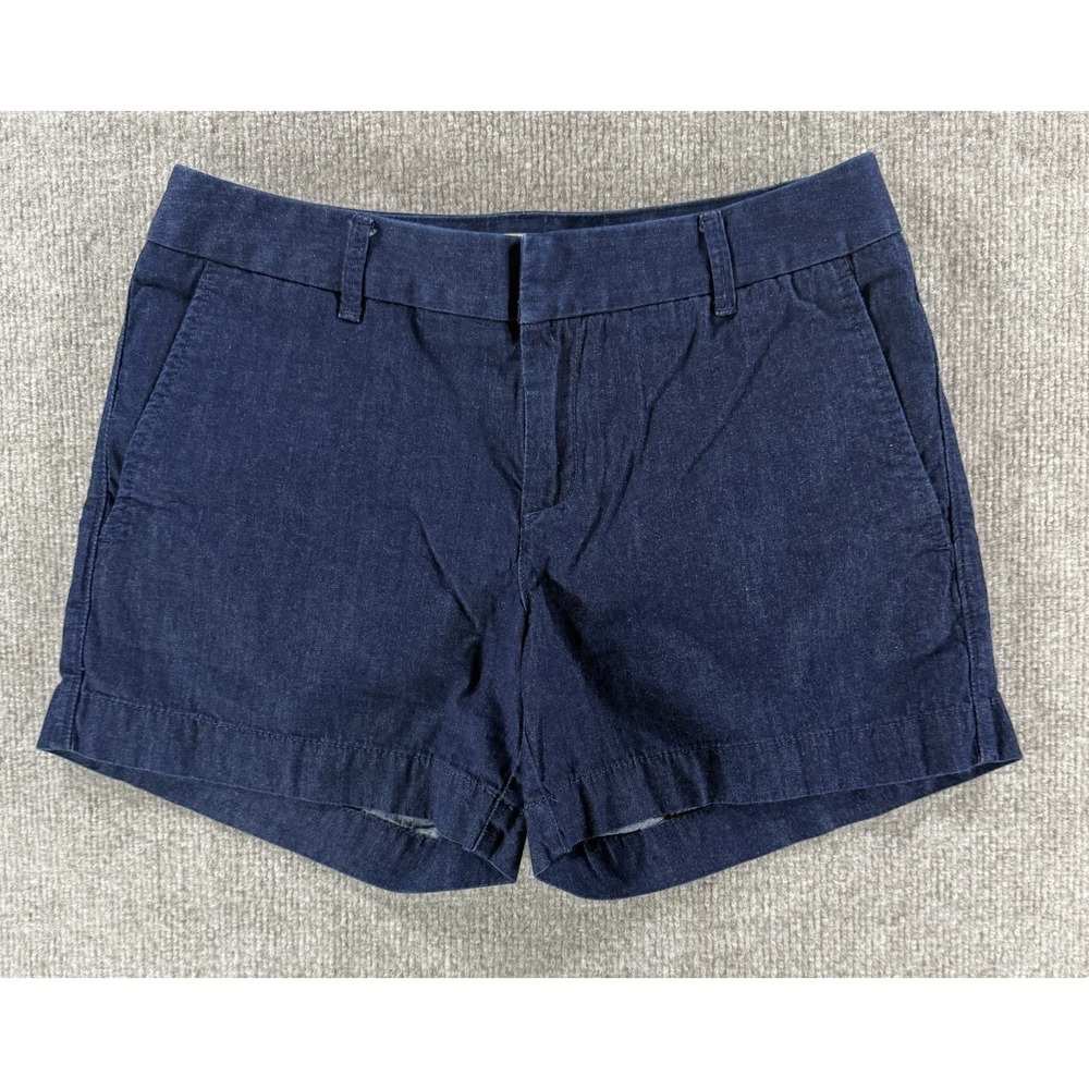 Banana Republic Women's Blue Cotton Shorts Size 4 Casual Flat Front Preppy